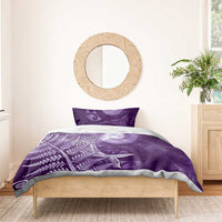 New Zealand Matariki Bedding Set Maori Koru With Humpback Whale Purple