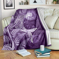 New Zealand Matariki Blanket Maori Koru With Humpback Whale Purple LT05 Purple - Polynesian Pride