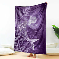 New Zealand Matariki Blanket Maori Koru With Humpback Whale Purple LT05 - Polynesian Pride