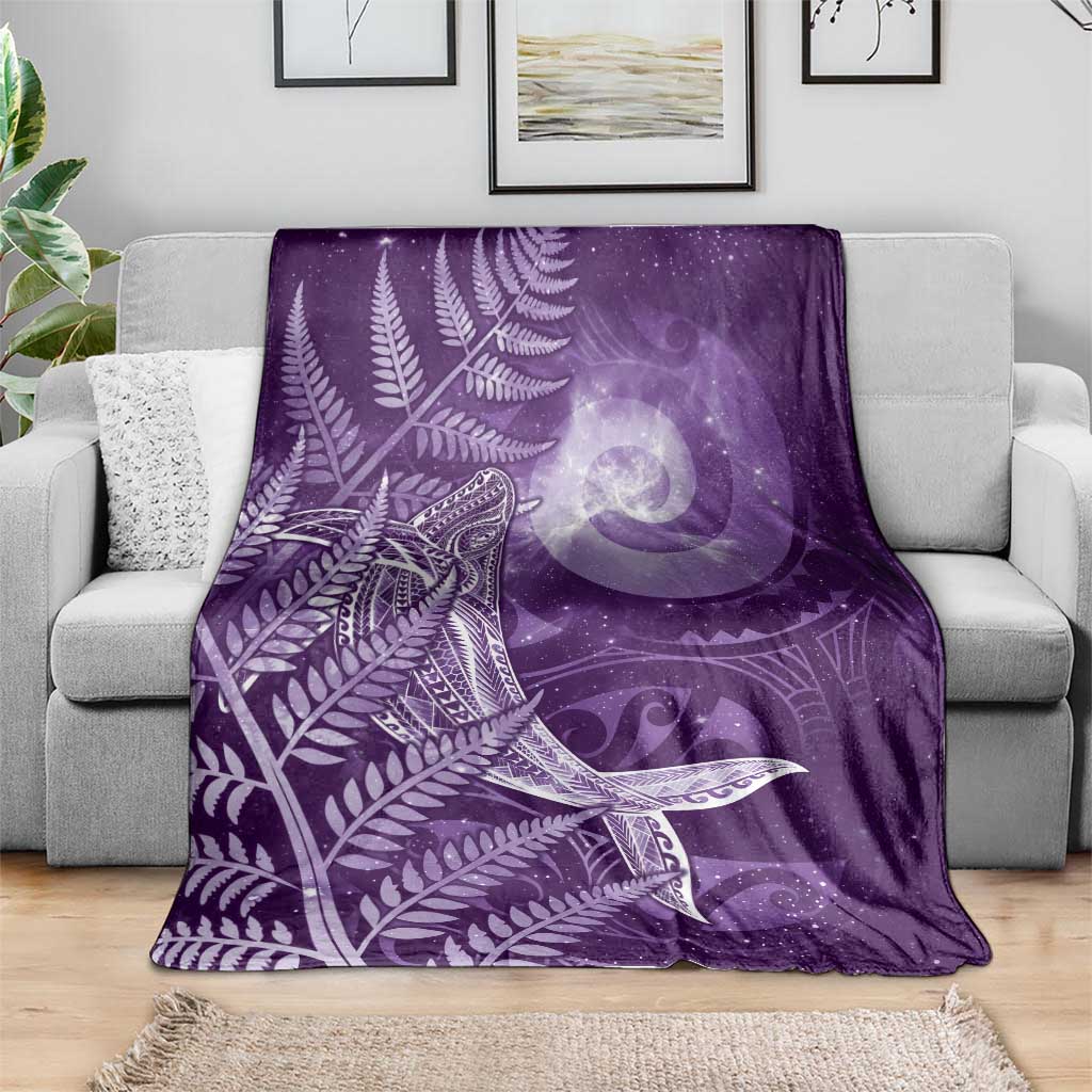 New Zealand Matariki Blanket Maori Koru With Humpback Whale Purple LT05 - Polynesian Pride