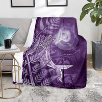 New Zealand Matariki Blanket Maori Koru With Humpback Whale Purple LT05 - Polynesian Pride