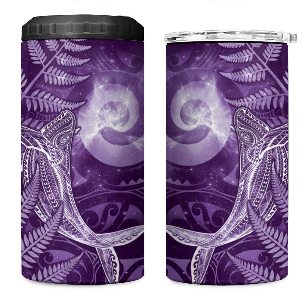 New Zealand Matariki 4 in 1 Can Cooler Tumbler Maori Koru With Humpback Whale Purple LT05 One Size: 16 oz Purple - Polynesian Pride