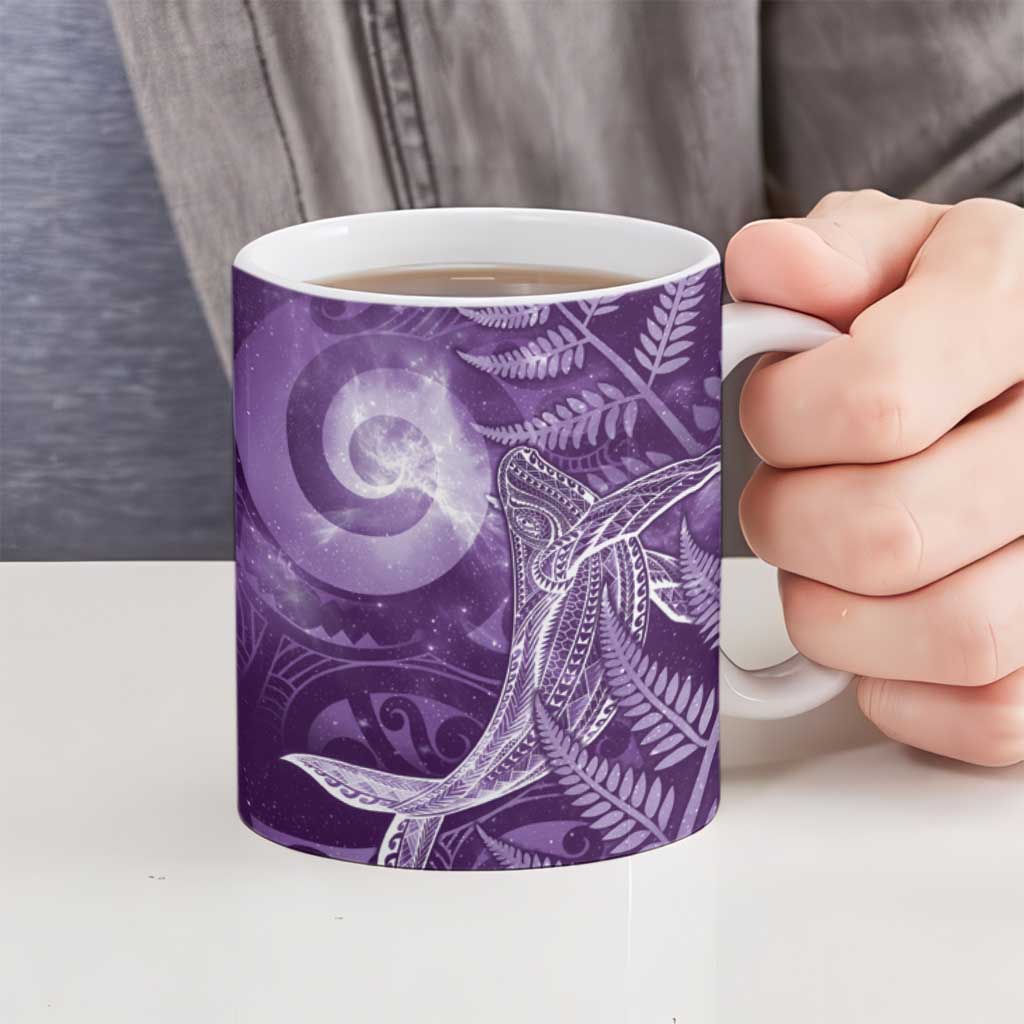 New Zealand Matariki Ceramic Mug Maori Koru With Humpback Whale Purple