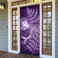 New Zealand Matariki Door Cover Maori Koru With Humpback Whale Purple LT05 - Polynesian Pride