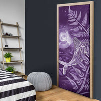 New Zealand Matariki Door Cover Maori Koru With Humpback Whale Purple LT05 - Polynesian Pride