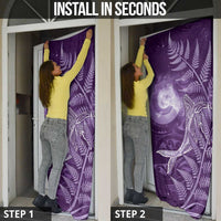 New Zealand Matariki Door Cover Maori Koru With Humpback Whale Purple LT05 - Polynesian Pride