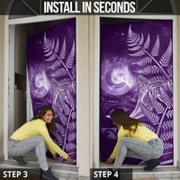 New Zealand Matariki Door Cover Maori Koru With Humpback Whale Purple LT05 - Polynesian Pride