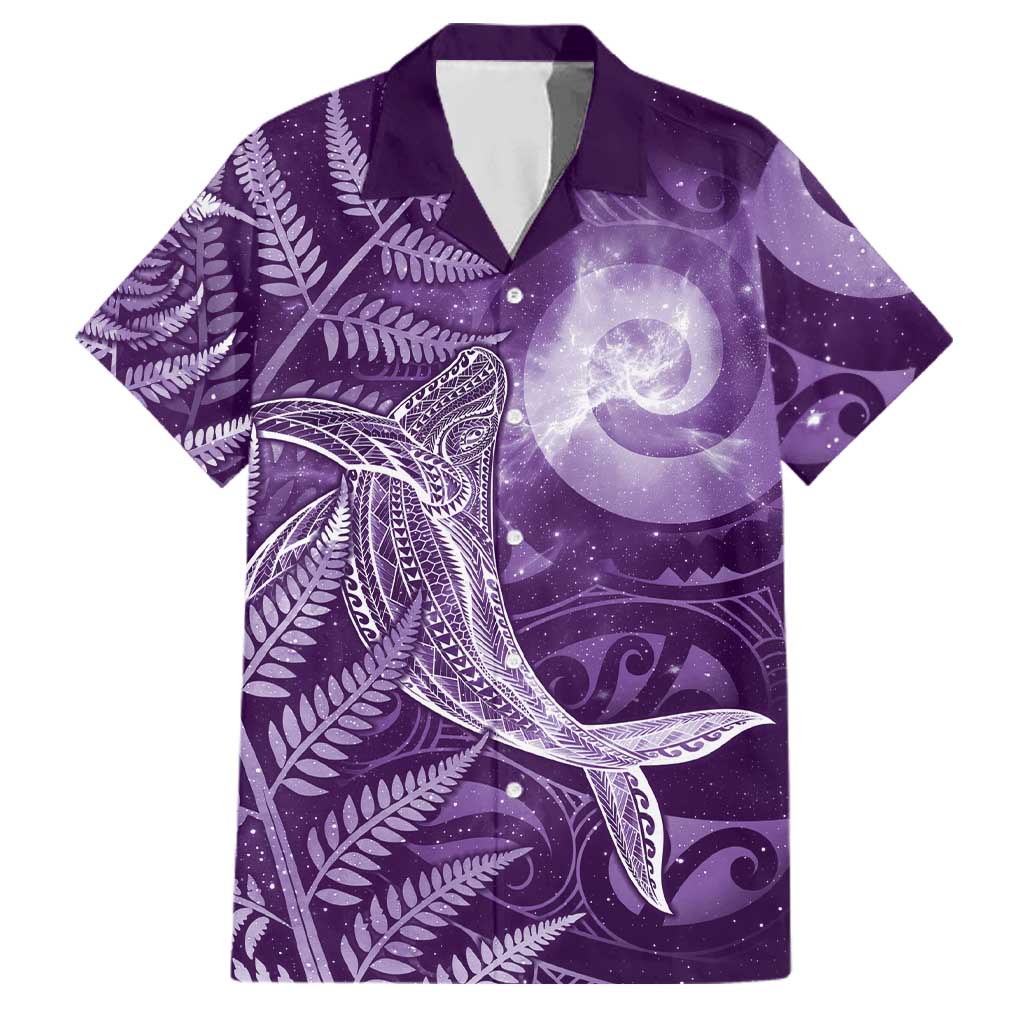 New Zealand Matariki Family Matching Puletasi and Hawaiian Shirt Maori Koru With Humpback Whale Purple LT05 Dad's Shirt - Short Sleeve Purple - Polynesian Pride