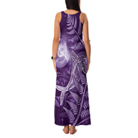 New Zealand Matariki Family Matching Tank Maxi Dress and Hawaiian Shirt Maori Koru With Humpback Whale Purple LT05 - Polynesian Pride