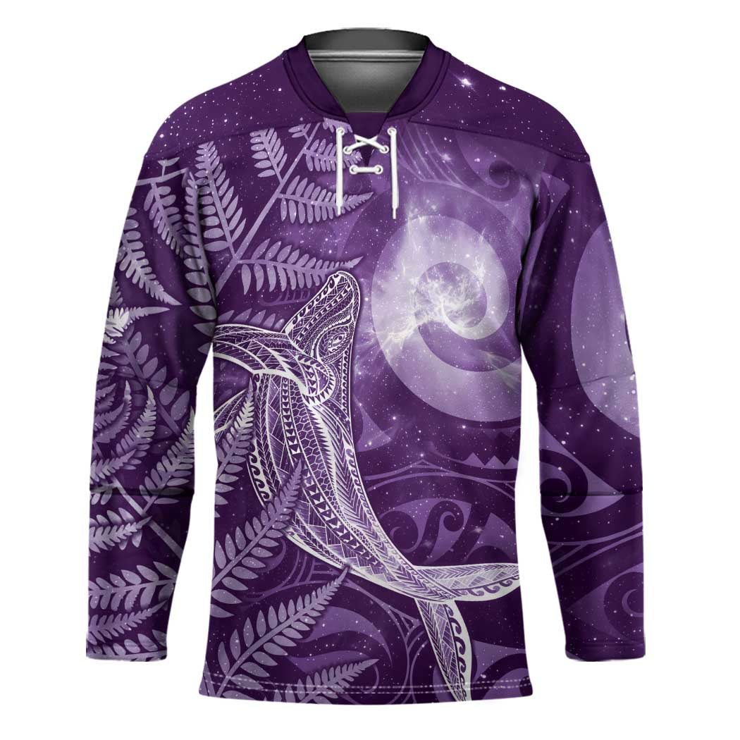 New Zealand Matariki Hockey Jersey Maori Koru With Humpback Whale Purple LT05 Unisex Purple - Polynesian Pride