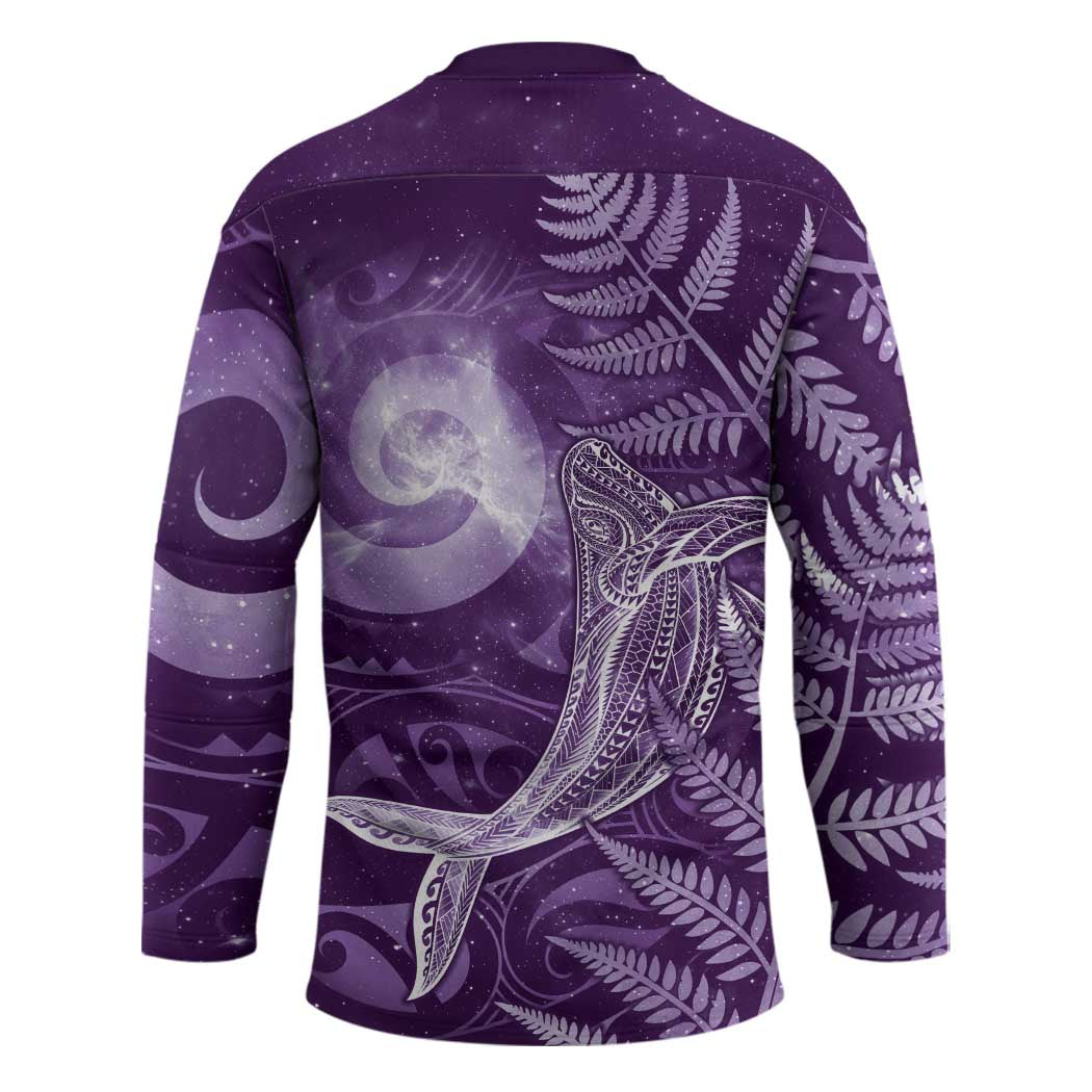 New Zealand Matariki Hockey Jersey Maori Koru With Humpback Whale Purple LT05 - Polynesian Pride