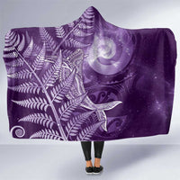 New Zealand Matariki Hooded Blanket Maori Koru With Humpback Whale Purple