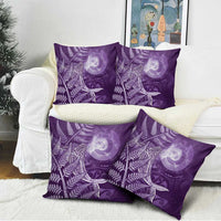 New Zealand Matariki Pillow Cover Maori Koru With Humpback Whale Purple
