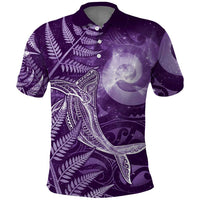 New Zealand Matariki Polo Shirt Maori Koru With Humpback Whale Purple LT05 Purple - Polynesian Pride