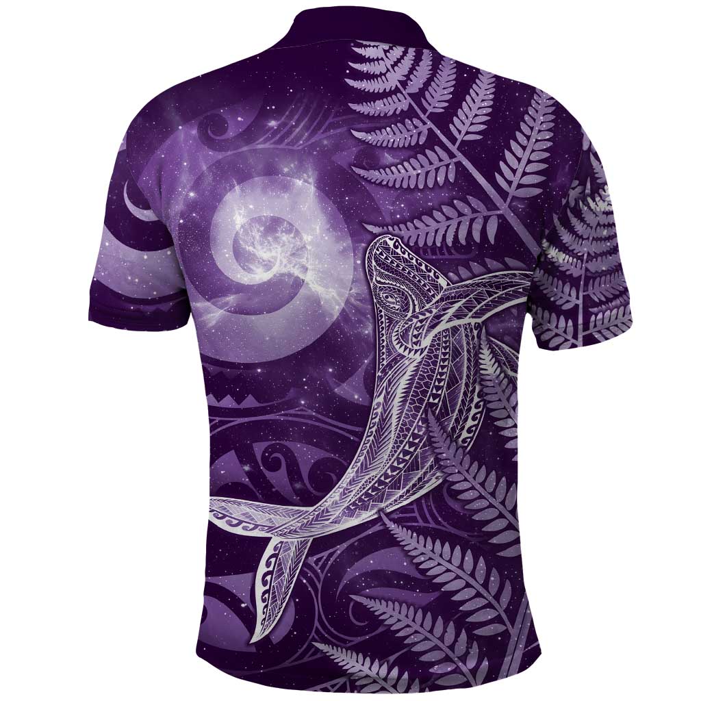 New Zealand Matariki Polo Shirt Maori Koru With Humpback Whale Purple LT05 - Polynesian Pride