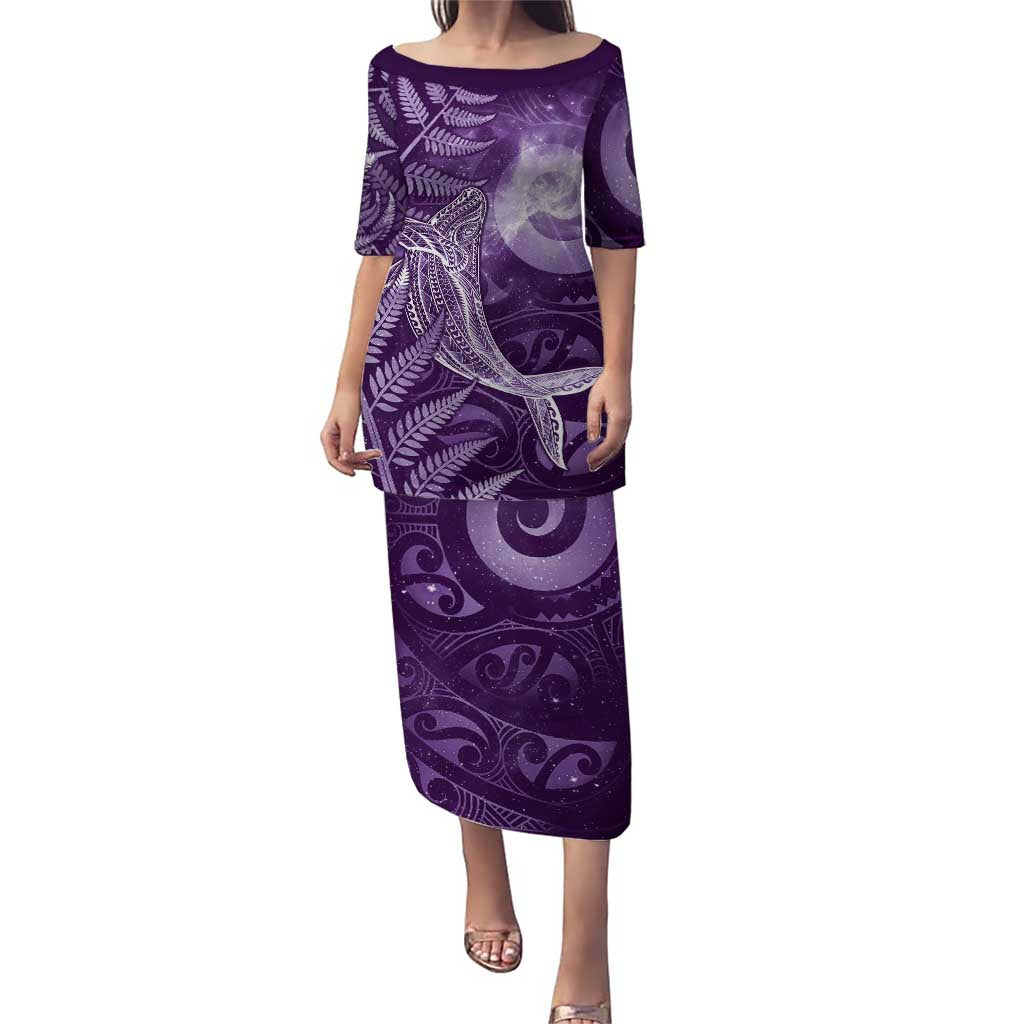 New Zealand Matariki Puletasi Maori Koru With Humpback Whale Purple