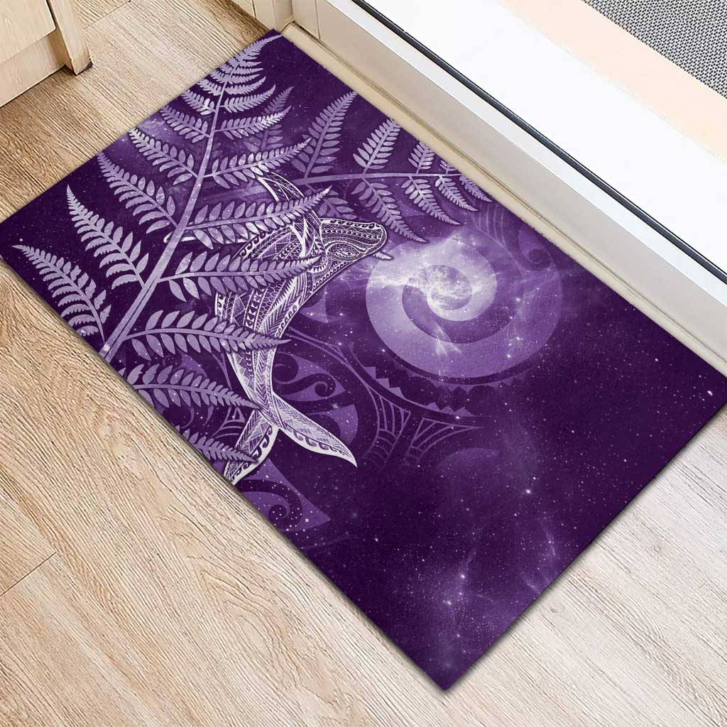New Zealand Matariki Rubber Doormat Maori Koru With Humpback Whale Purple