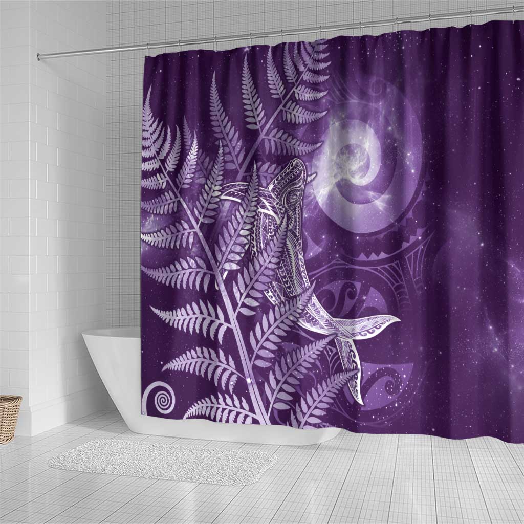 New Zealand Matariki Shower Curtain Maori Koru With Humpback Whale Purple