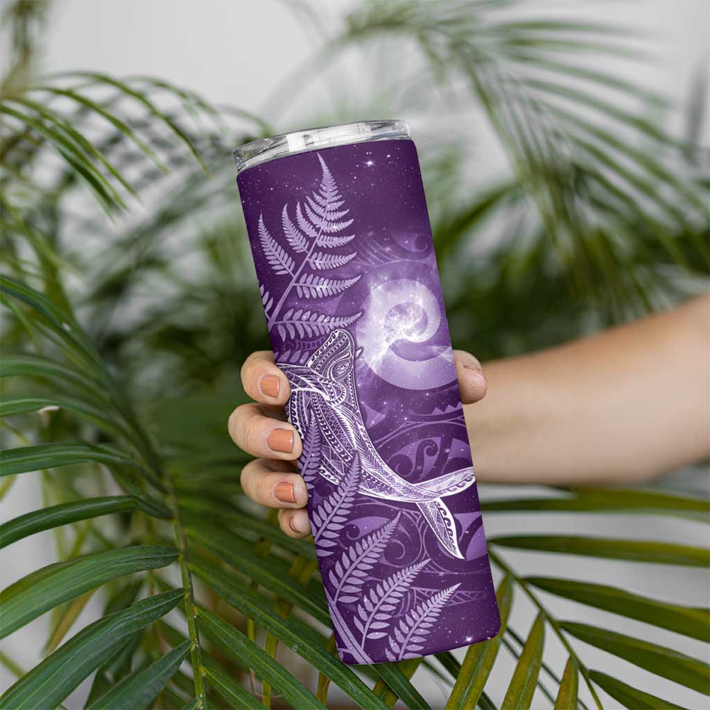 New Zealand Matariki Skinny Tumbler Maori Koru With Humpback Whale Purple LT05 - Polynesian Pride