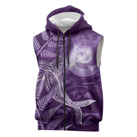 New Zealand Matariki Sleeveless Zip Hoodie Maori Koru With Humpback Whale Purple LT05 Purple - Polynesian Pride