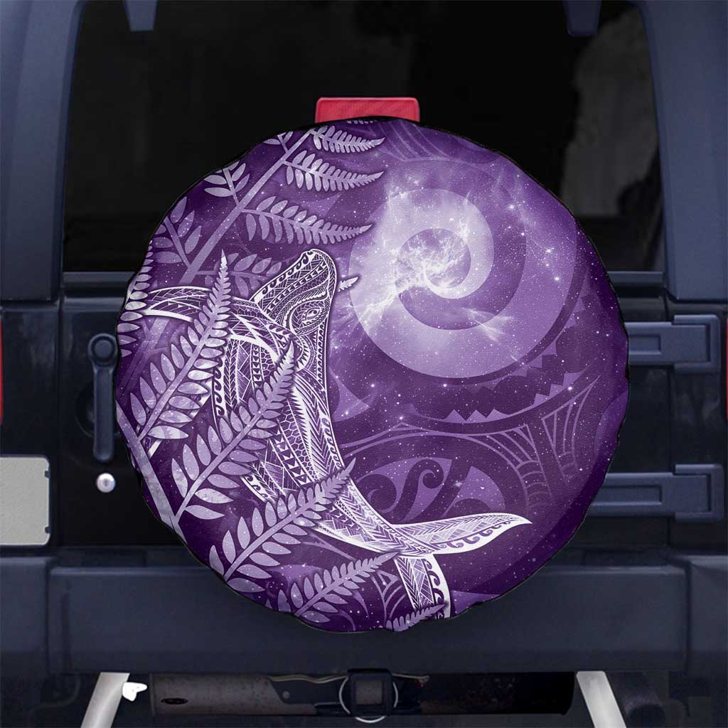 New Zealand Matariki Spare Tire Cover Maori Koru With Humpback Whale Purple LT05 No hole Purple - Polynesian Pride