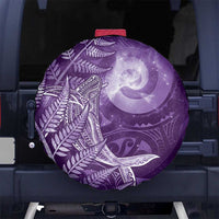 New Zealand Matariki Spare Tire Cover Maori Koru With Humpback Whale Purple LT05 No hole Purple - Polynesian Pride