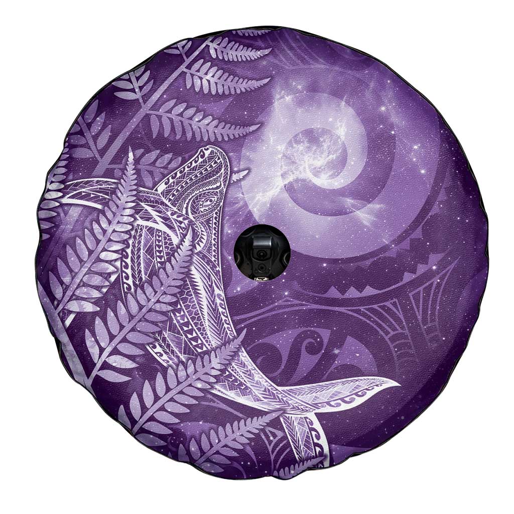 New Zealand Matariki Spare Tire Cover Maori Koru With Humpback Whale Purple LT05 - Polynesian Pride