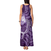 New Zealand Matariki Tank Maxi Dress Maori Koru With Humpback Whale Purple LT05 - Polynesian Pride