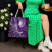 New Zealand Matariki Tote Bag Maori Koru With Humpback Whale Purple