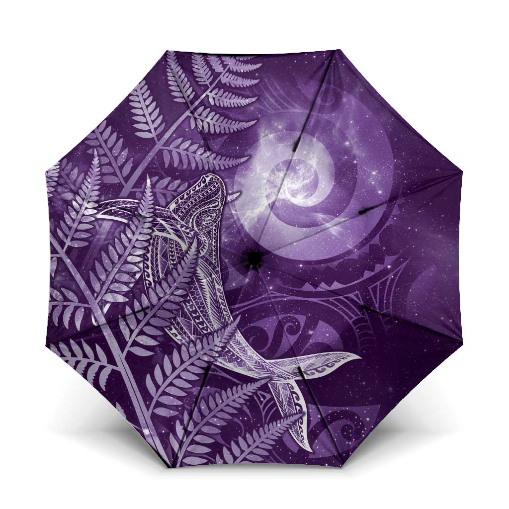 New Zealand Matariki Umbrella Maori Koru With Humpback Whale Purple