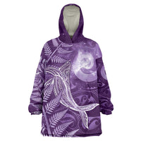 New Zealand Matariki Wearable Blanket Hoodie Maori Koru With Humpback Whale Purple LT05 One Size Purple - Polynesian Pride