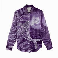 New Zealand Matariki Women Casual Shirt Maori Koru With Humpback Whale Purple LT05 - Polynesian Pride