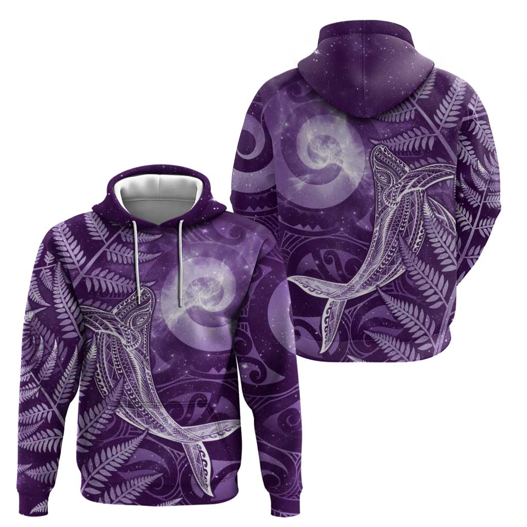 New Zealand Matariki Zip Hoodie Maori Koru With Humpback Whale Purple LT05 - Polynesian Pride