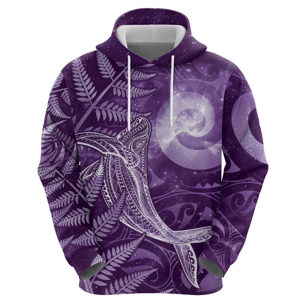 New Zealand Matariki Zip Hoodie Maori Koru With Humpback Whale Purple LT05 - Polynesian Pride