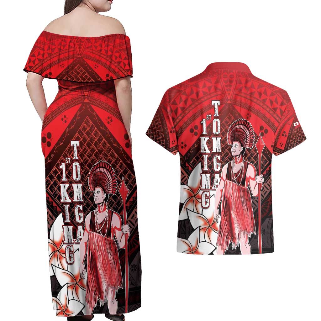 The First King Of Tonga Couples Matching Off Shoulder Maxi Dress and Hawaiian Shirt Tongan Pride LT05 - Polynesian Pride