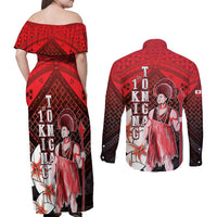 The First King Of Tonga Couples Matching Off Shoulder Maxi Dress and Long Sleeve Button Shirt Tongan Pride