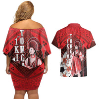 The First King Of Tonga Couples Matching Off Shoulder Short Dress and Hawaiian Shirt Tongan Pride LT05 - Polynesian Pride