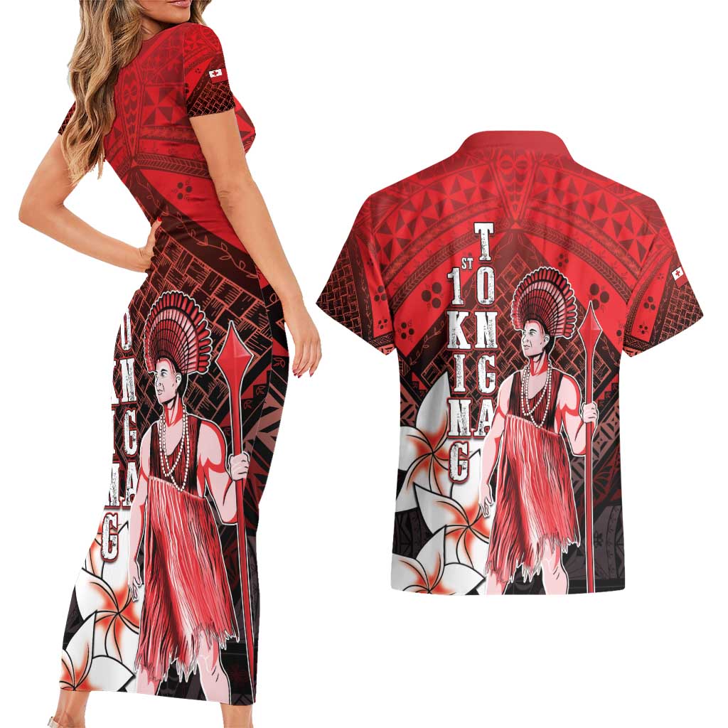 The First King Of Tonga Couples Matching Short Sleeve Bodycon Dress and Hawaiian Shirt Tongan Pride LT05 - Polynesian Pride