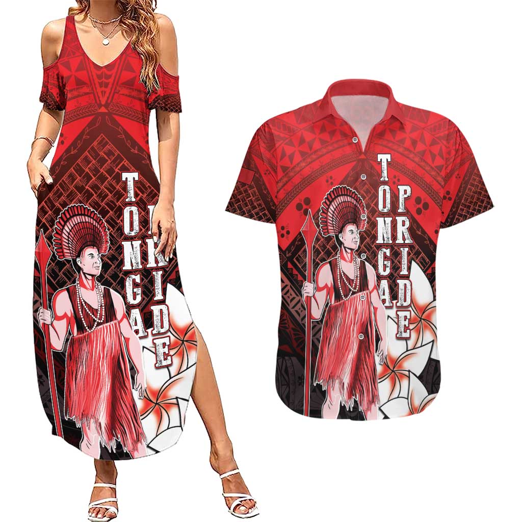 The First King Of Tonga Couples Matching Summer Maxi Dress and Hawaiian Shirt Tongan Pride LT05 Red - Polynesian Pride