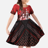 The First King Of Tonga Family Matching Mermaid Dress and Hawaiian Shirt Tongan Pride LT05 Daughter's Dress Red - Polynesian Pride