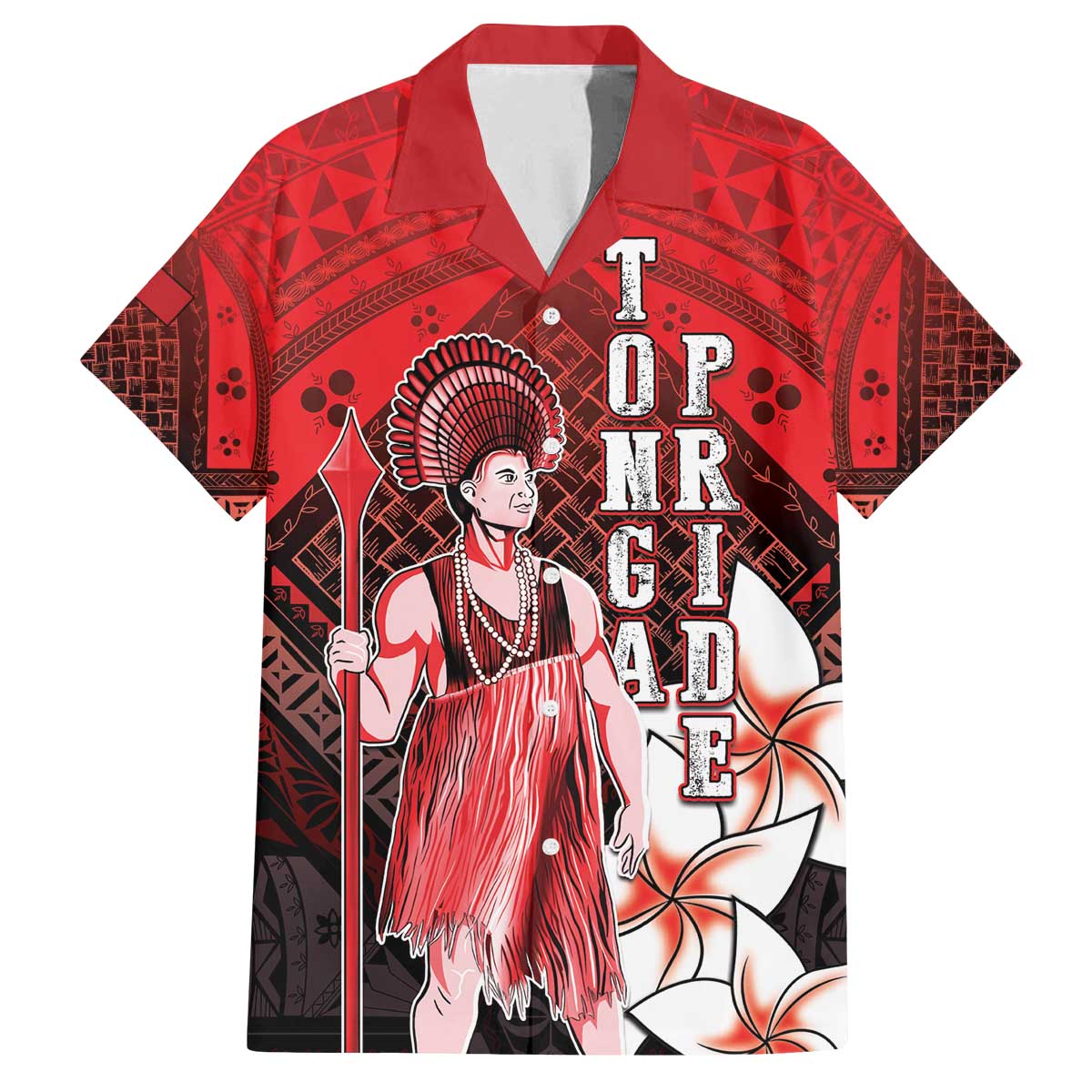 The First King Of Tonga Family Matching Off The Shoulder Long Sleeve Dress and Hawaiian Shirt Tongan Pride LT05 Dad's Shirt - Short Sleeve Red - Polynesian Pride