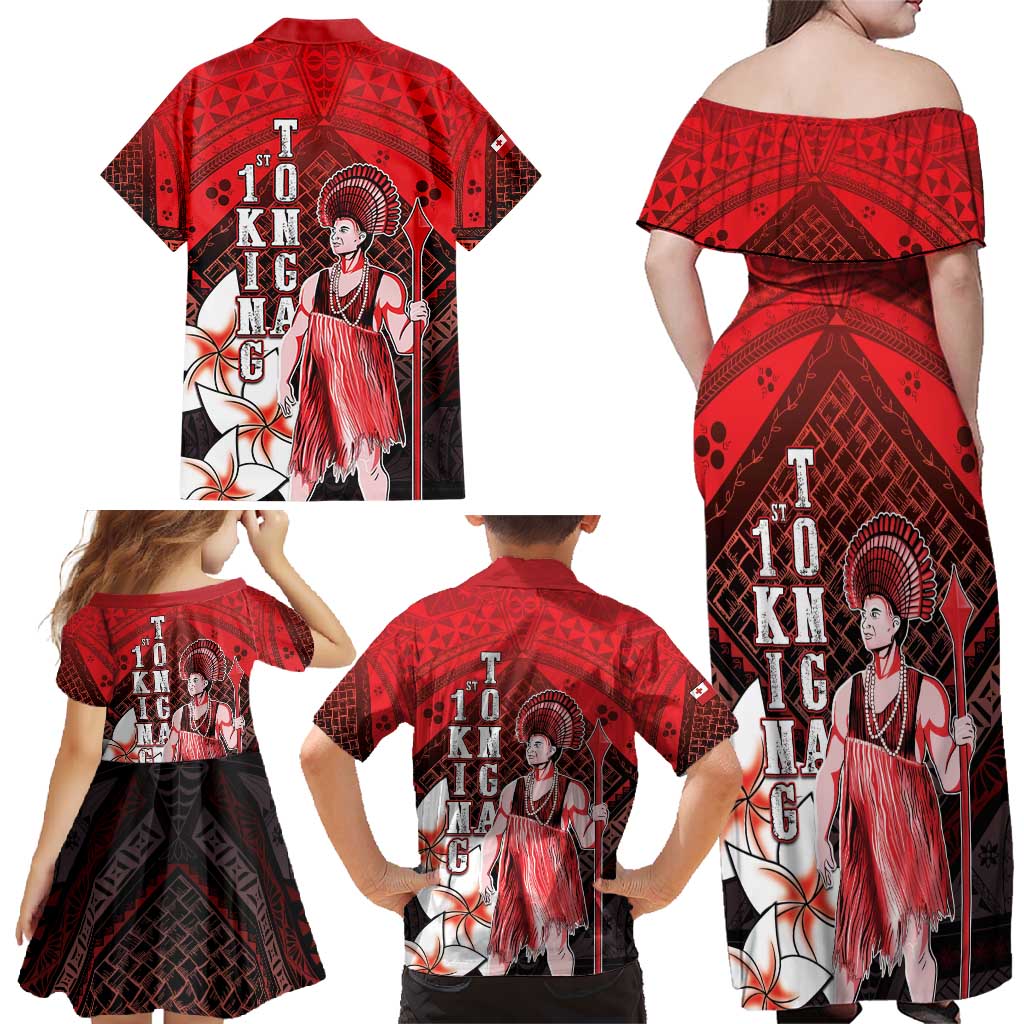 The First King Of Tonga Family Matching Off Shoulder Maxi Dress and Hawaiian Shirt Tongan Pride LT05 - Polynesian Pride