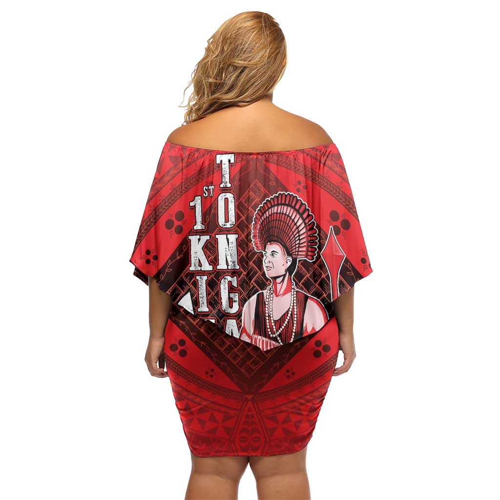 The First King Of Tonga Family Matching Off Shoulder Short Dress and Hawaiian Shirt Tongan Pride LT05 - Polynesian Pride