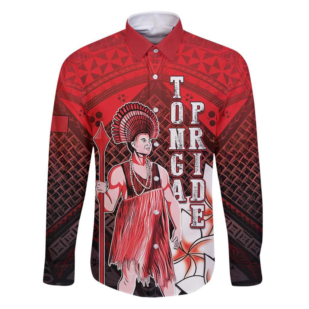 The First King Of Tonga Family Matching Puletasi and Hawaiian Shirt Tongan Pride LT05 Dad's Shirt - Long Sleeve Red - Polynesian Pride