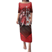 The First King Of Tonga Family Matching Puletasi and Hawaiian Shirt Tongan Pride LT05 Mom's Dress Red - Polynesian Pride