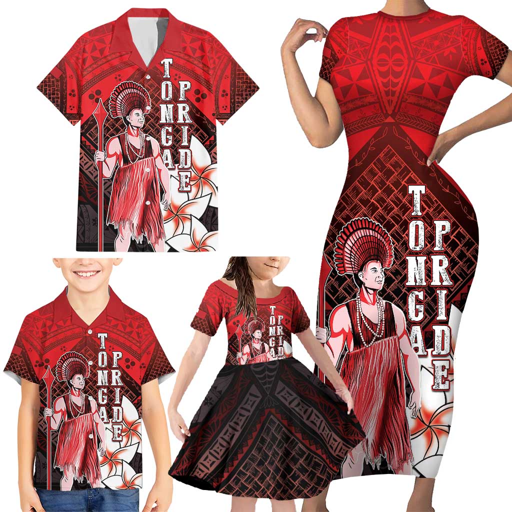 The First King Of Tonga Family Matching Short Sleeve Bodycon Dress and Hawaiian Shirt Tongan Pride
