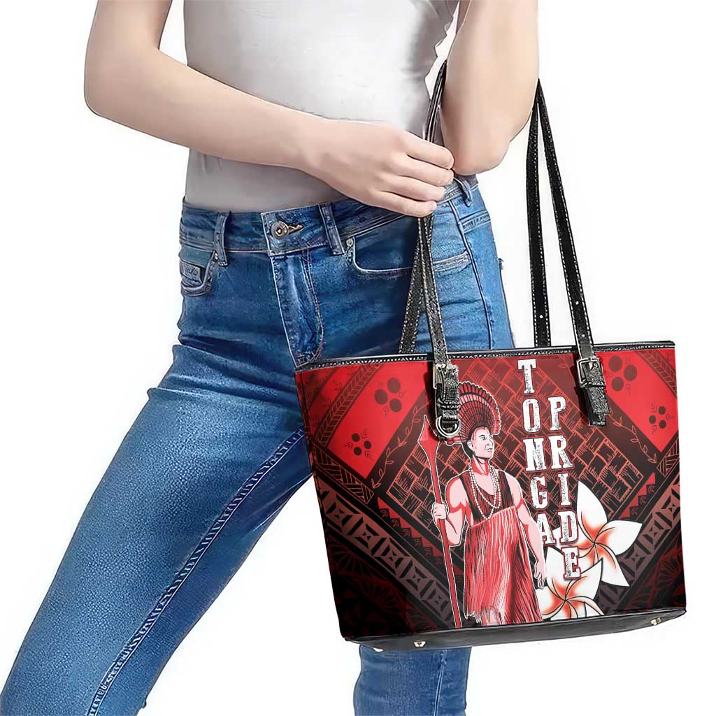 The First King Of Tonga Leather Tote Bag Tongan Pride
