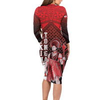 The First King Of Tonga Long Sleeve Bodycon Dress Tongan Pride