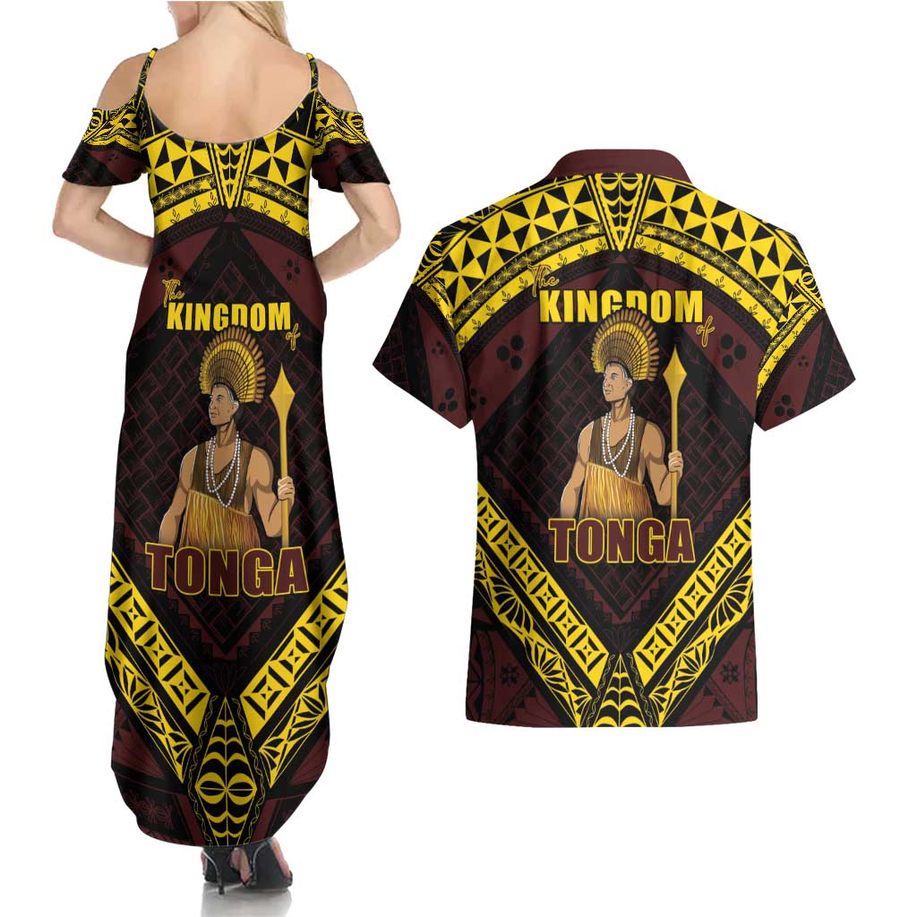 Tonga First King Couples Matching Summer Maxi Dress and Hawaiian Shirt Ahoeitu Know Your Roots