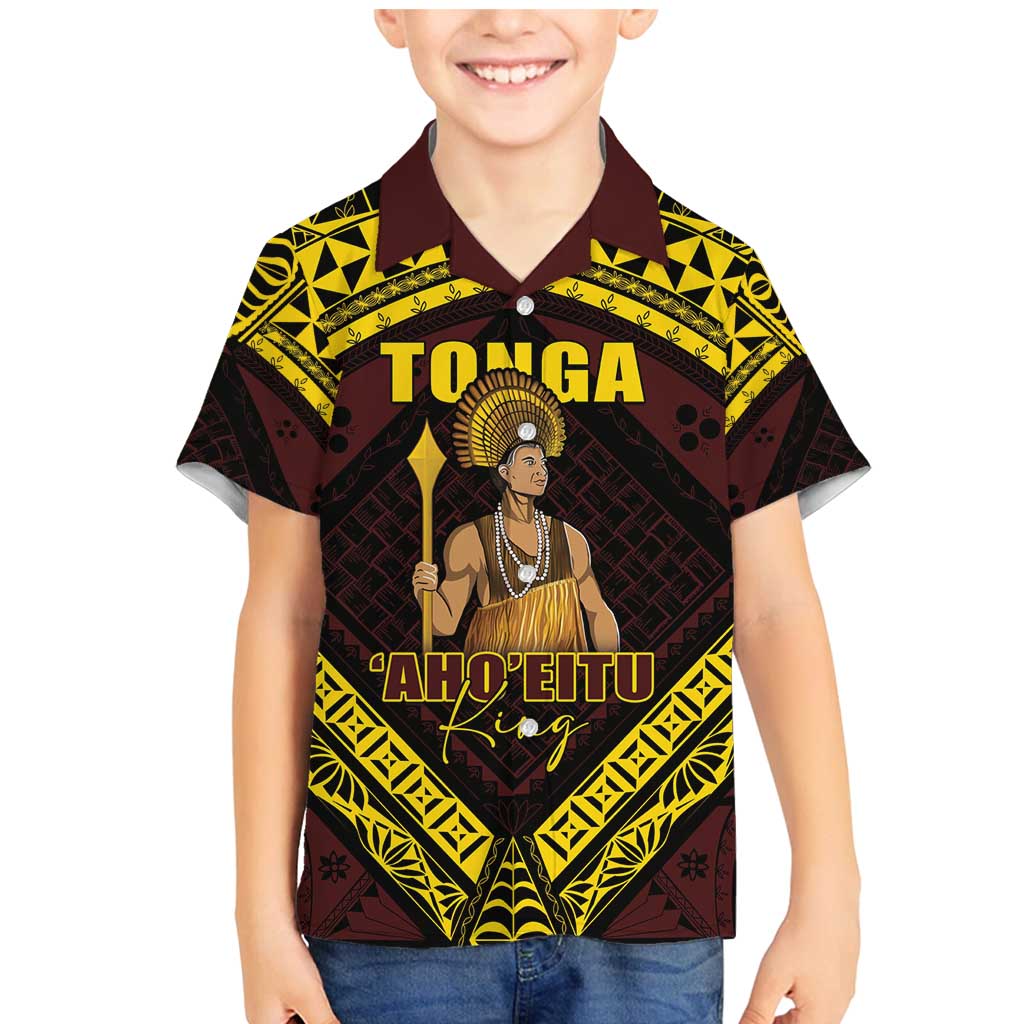 Tonga First King Family Matching Mermaid Dress and Hawaiian Shirt Ahoeitu Know Your Roots LT05 Son's Shirt Maroon - Polynesian Pride